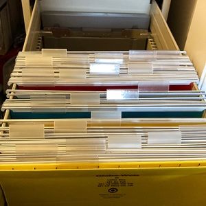 Letter size Hanging Folders. Slip on tabs. Yellow, Blue Red  Total 26